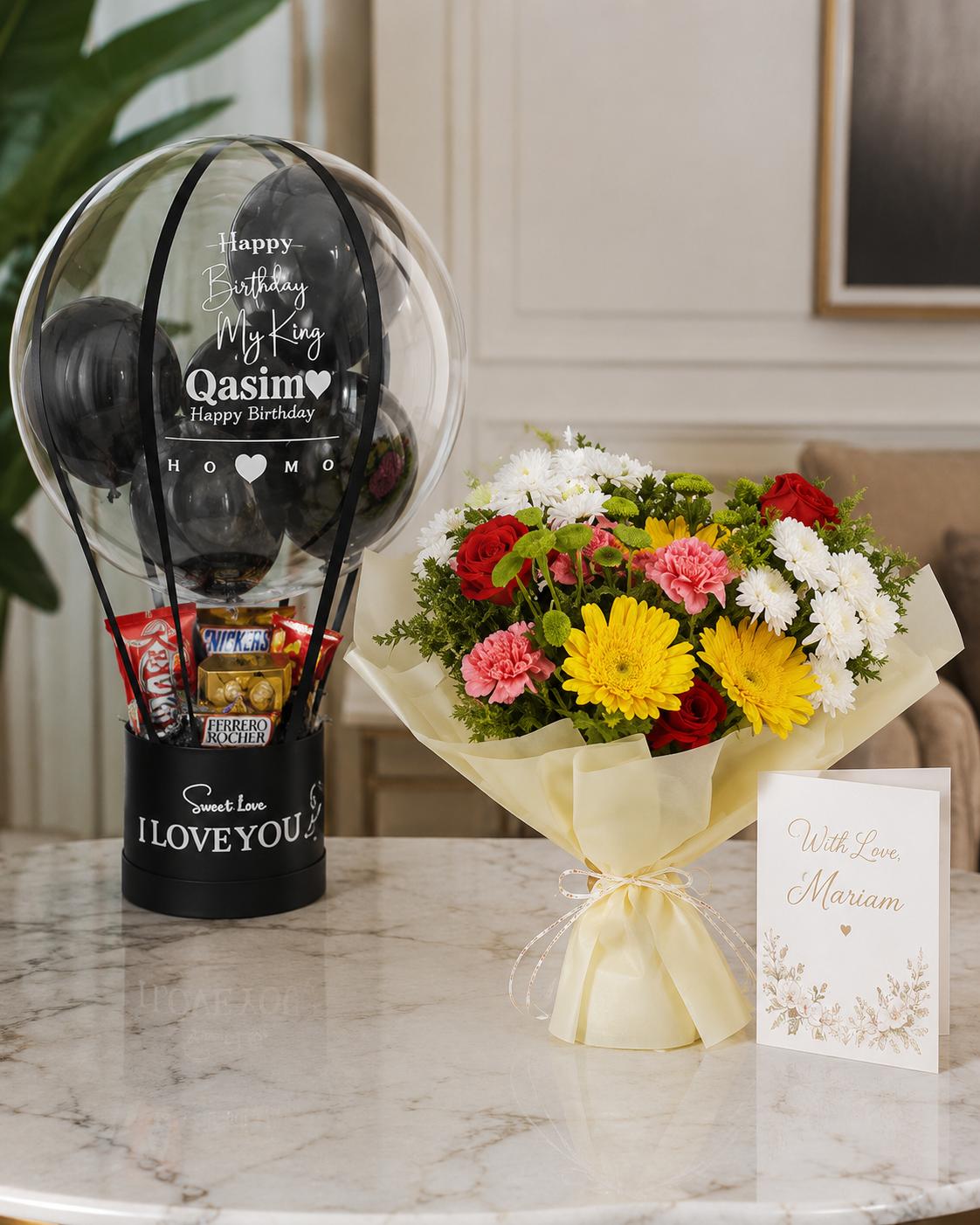 Trelluna ₦30,000 money bouquet with flower bouquet and customized card